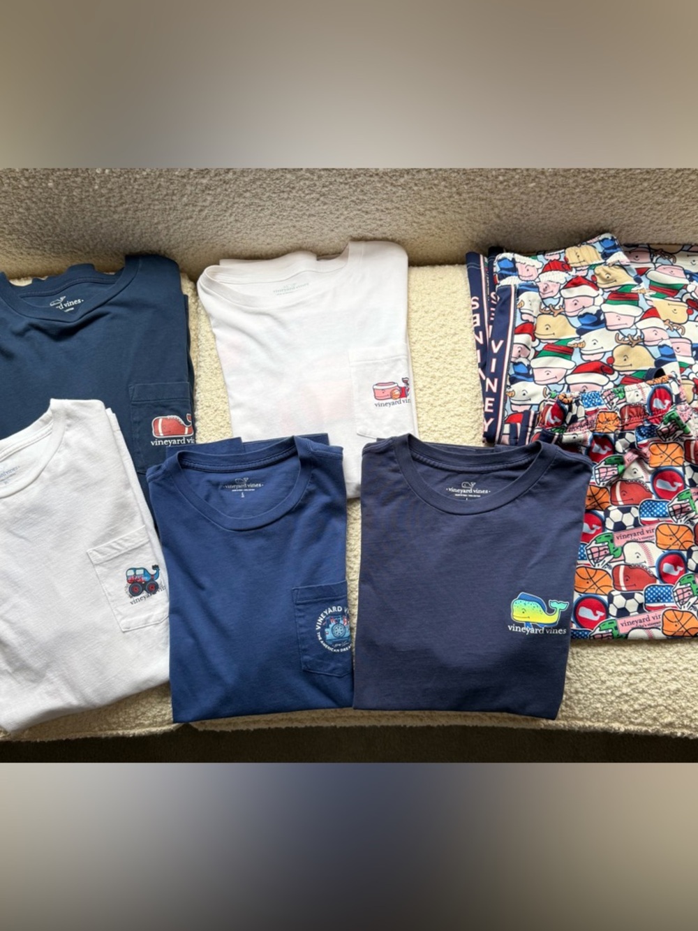 Vineyard Vines Bundle Boys Navy & White Tee & Shorts 7-pc Bundle